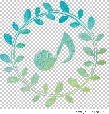 An illustration of a musical note icon with a beautiful watercolor pattern. An illustration of a musical note icon with a beautiful watercolor pattern. 141284547