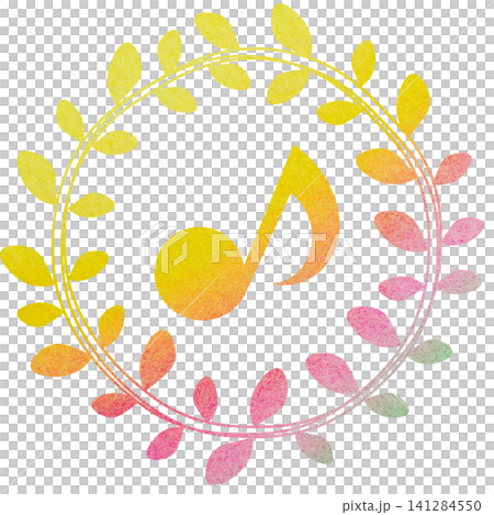 An illustration of a musical note icon with a beautiful watercolor pattern. An illustration of a musical note icon with a beautiful watercolor pattern. 141284550