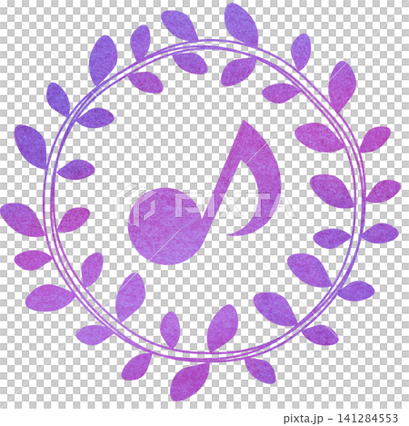 綺麗な水彩模様の音符のアイコンのイメージのイラスト 綺麗な水彩模様の音符のアイコンのイメージのイラスト 141284553
