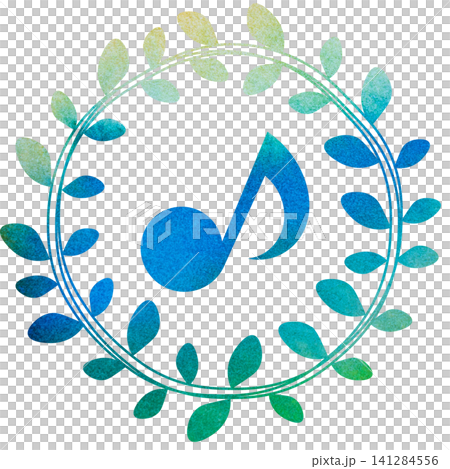綺麗な水彩模様の音符のアイコンのイメージのイラスト 141284556