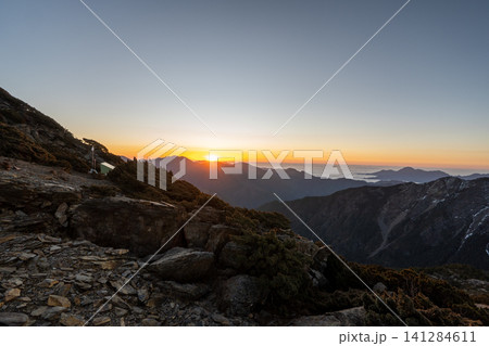 台湾最高峰、玉山登山ルートの風景 台湾最高峰、玉山登山ルートの風景 141284611