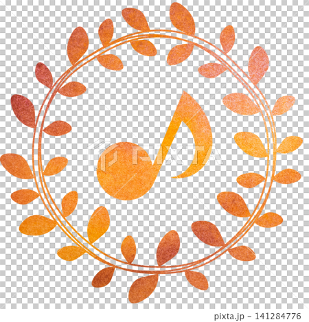 綺麗な水彩模様の音符のアイコンのイメージのイラスト 綺麗な水彩模様の音符のアイコンのイメージのイラスト 141284776