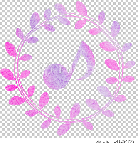 An illustration of a musical note icon with a beautiful watercolor pattern. An illustration of a musical note icon with a beautiful watercolor pattern. 141284778