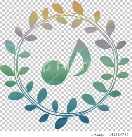 An illustration of a musical note icon with a beautiful watercolor pattern. An illustration of a musical note icon with a beautiful watercolor pattern. 141284785