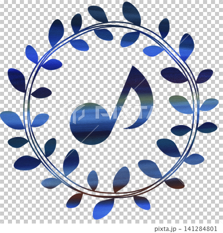 An illustration of a musical note icon with a beautiful watercolor pattern. An illustration of a musical note icon with a beautiful watercolor pattern. 141284801