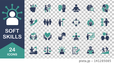 A set of icons for soft skills (communication and teamwork). 141285085