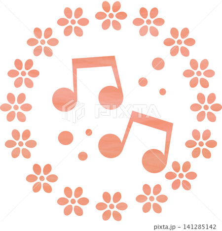 綺麗な水彩模様の音符のアイコンのイメージのイラスト 綺麗な水彩模様の音符のアイコンのイメージのイラスト 141285142