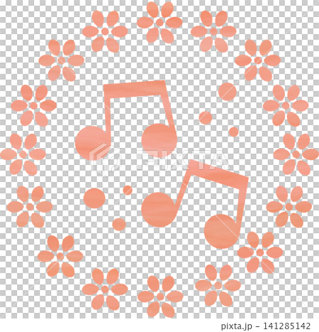 綺麗な水彩模様の音符のアイコンのイメージのイラスト 綺麗な水彩模様の音符のアイコンのイメージのイラスト 141285142