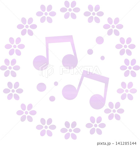 綺麗な水彩模様の音符のアイコンのイメージのイラスト 141285144