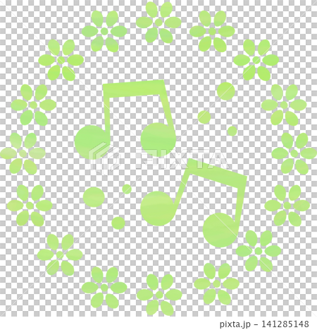 An illustration of a musical note icon with a beautiful watercolor pattern. 141285148