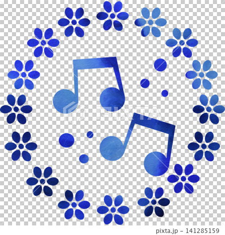 An illustration of a musical note icon with a beautiful watercolor pattern. An illustration of a musical note icon with a beautiful watercolor pattern. 141285159