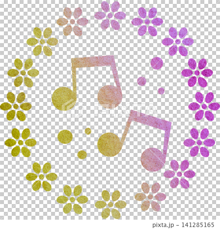 綺麗な水彩模様の音符のアイコンのイメージのイラスト 綺麗な水彩模様の音符のアイコンのイメージのイラスト 141285165