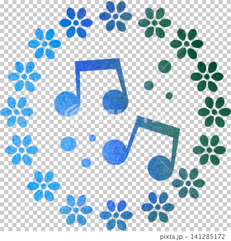 An illustration of a musical note icon with a beautiful watercolor pattern. An illustration of a musical note icon with a beautiful watercolor pattern. 141285172