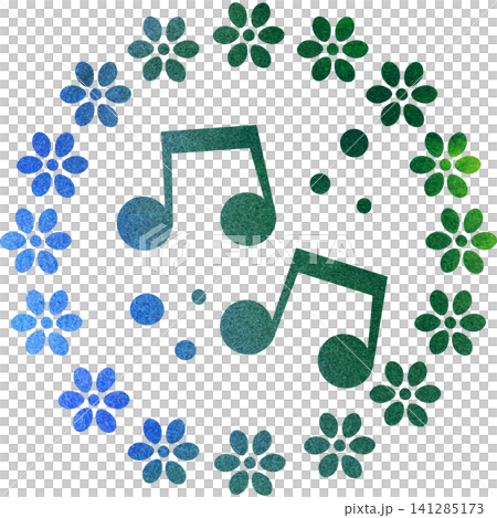 An illustration of a musical note icon with a beautiful watercolor pattern. An illustration of a musical note icon with a beautiful watercolor pattern. 141285173