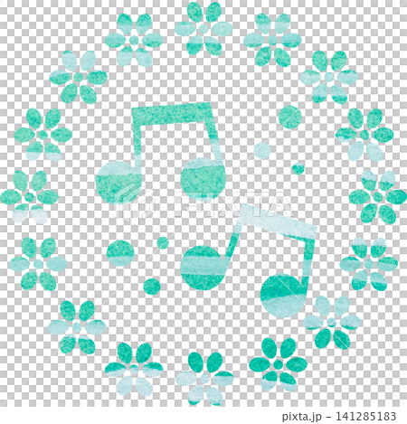 綺麗な水彩模様の音符のアイコンのイメージのイラスト 綺麗な水彩模様の音符のアイコンのイメージのイラスト 141285183