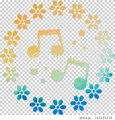 綺麗な水彩模様の音符のアイコンのイメージのイラスト 綺麗な水彩模様の音符のアイコンのイメージのイラスト 141285216