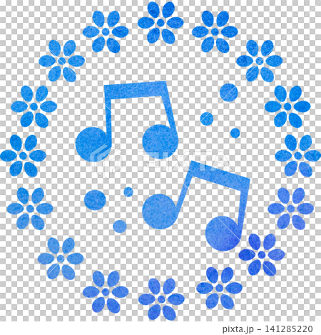綺麗な水彩模様の音符のアイコンのイメージのイラスト 綺麗な水彩模様の音符のアイコンのイメージのイラスト 141285220