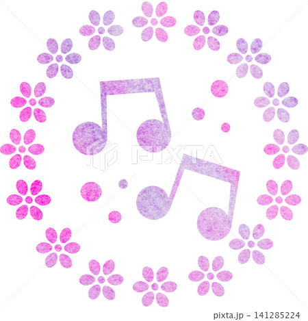 綺麗な水彩模様の音符のアイコンのイメージのイラスト 綺麗な水彩模様の音符のアイコンのイメージのイラスト 141285224