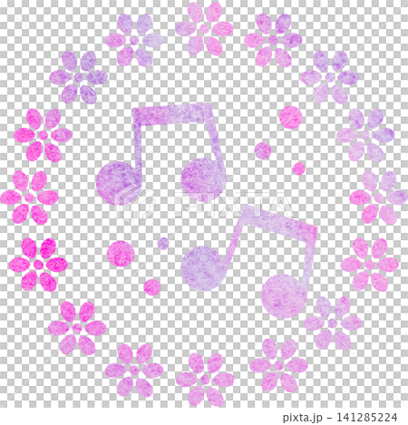 綺麗な水彩模様の音符のアイコンのイメージのイラスト 綺麗な水彩模様の音符のアイコンのイメージのイラスト 141285224