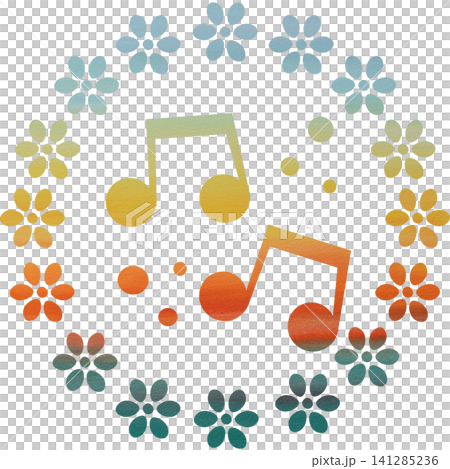 綺麗な水彩模様の音符のアイコンのイメージのイラスト 綺麗な水彩模様の音符のアイコンのイメージのイラスト 141285236
