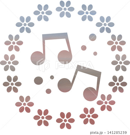 綺麗な水彩模様の音符のアイコンのイメージのイラスト 141285239