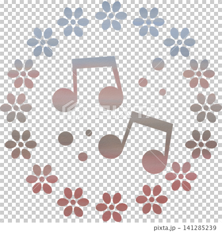 綺麗な水彩模様の音符のアイコンのイメージのイラスト 141285239