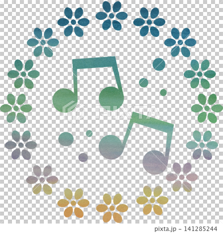 綺麗な水彩模様の音符のアイコンのイメージのイラスト 綺麗な水彩模様の音符のアイコンのイメージのイラスト 141285244