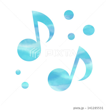 綺麗な水彩模様の音符のアイコンのイメージのイラスト 141285531
