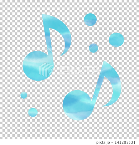 綺麗な水彩模様の音符のアイコンのイメージのイラスト 141285531