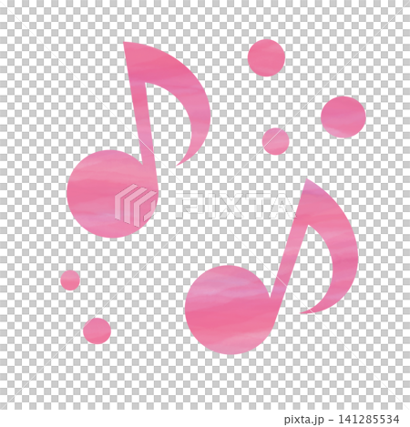 An illustration of a musical note icon with a beautiful watercolor pattern. 141285534