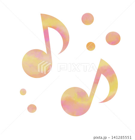 綺麗な水彩模様の音符のアイコンのイメージのイラスト 綺麗な水彩模様の音符のアイコンのイメージのイラスト 141285551