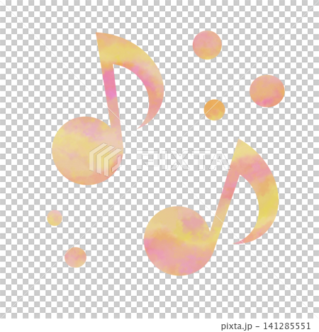 綺麗な水彩模様の音符のアイコンのイメージのイラスト 綺麗な水彩模様の音符のアイコンのイメージのイラスト 141285551