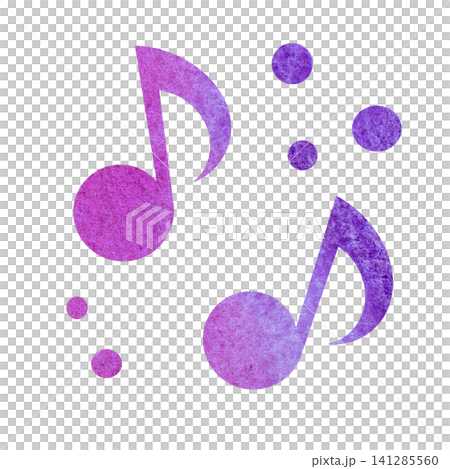 綺麗な水彩模様の音符のアイコンのイメージのイラスト 綺麗な水彩模様の音符のアイコンのイメージのイラスト 141285560