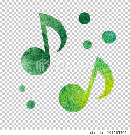 綺麗な水彩模様の音符のアイコンのイメージのイラスト 141285561