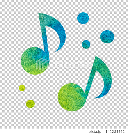 綺麗な水彩模様の音符のアイコンのイメージのイラスト 141285562