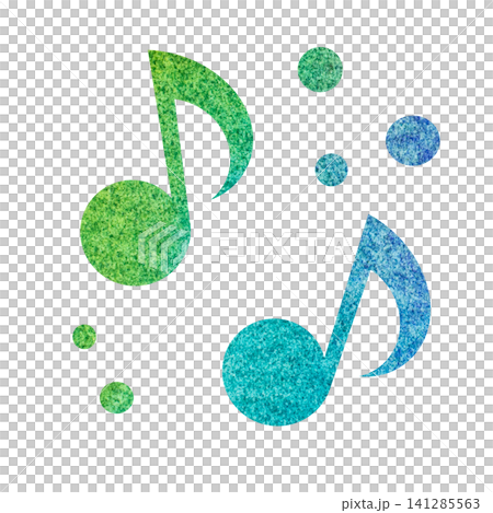 綺麗な水彩模様の音符のアイコンのイメージのイラスト 綺麗な水彩模様の音符のアイコンのイメージのイラスト 141285563