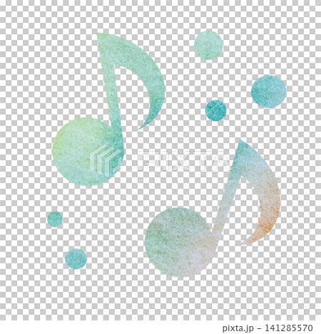 綺麗な水彩模様の音符のアイコンのイメージのイラスト 綺麗な水彩模様の音符のアイコンのイメージのイラスト 141285570