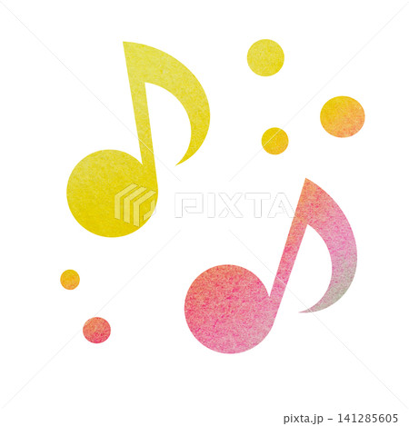 綺麗な水彩模様の音符のアイコンのイメージのイラスト 綺麗な水彩模様の音符のアイコンのイメージのイラスト 141285605