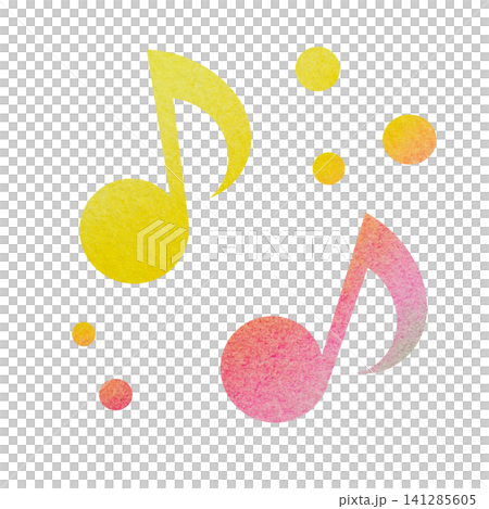 An illustration of a musical note icon with a beautiful watercolor pattern. An illustration of a musical note icon with a beautiful watercolor pattern. 141285605