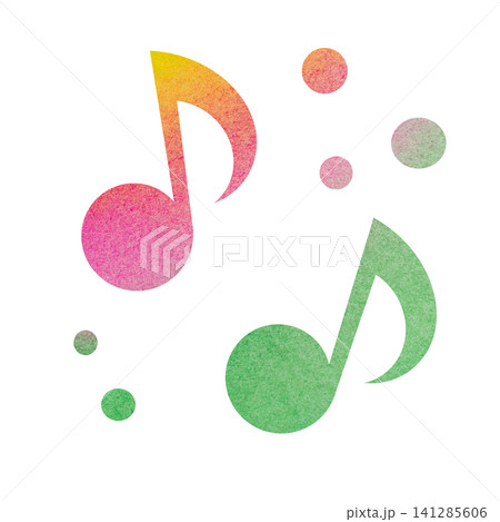 綺麗な水彩模様の音符のアイコンのイメージのイラスト 綺麗な水彩模様の音符のアイコンのイメージのイラスト 141285606