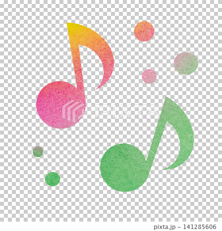 綺麗な水彩模様の音符のアイコンのイメージのイラスト 綺麗な水彩模様の音符のアイコンのイメージのイラスト 141285606