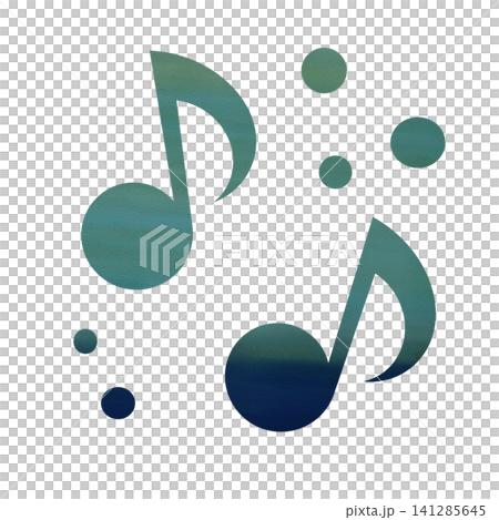 綺麗な水彩模様の音符のアイコンのイメージのイラスト 141285645