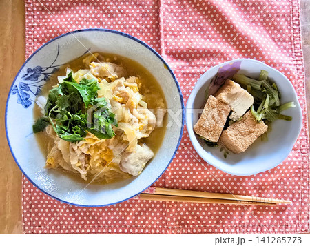 家庭料理 親子丼と厚揚げの煮物 家庭料理 親子丼と厚揚げの煮物 141285773