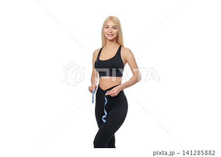 Young woman demonstrates yoga poses for fitness, isolated, PNG Young woman demonstrates yoga poses for fitness, isolated, PNG 141285882