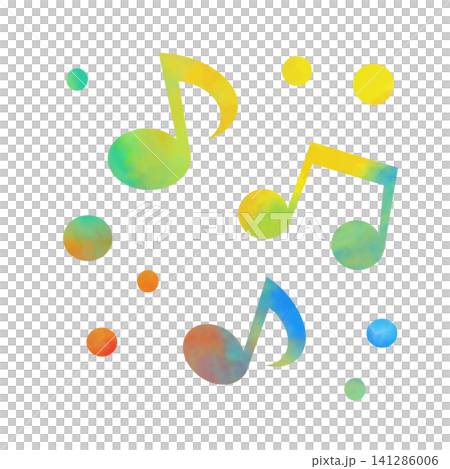 一幅帶有精美水彩圖案的音符圖示插圖。 一幅帶有精美水彩圖案的音符圖示插圖。 141286006