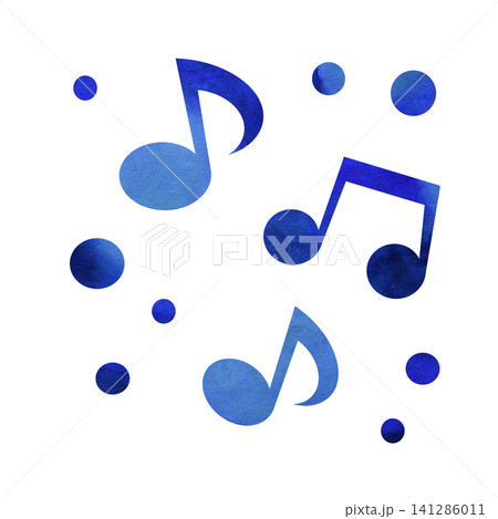 綺麗な水彩模様の音符のアイコンのイメージのイラスト 綺麗な水彩模様の音符のアイコンのイメージのイラスト 141286011