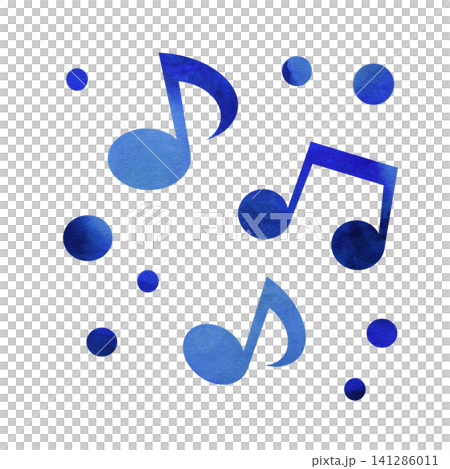 綺麗な水彩模様の音符のアイコンのイメージのイラスト 綺麗な水彩模様の音符のアイコンのイメージのイラスト 141286011