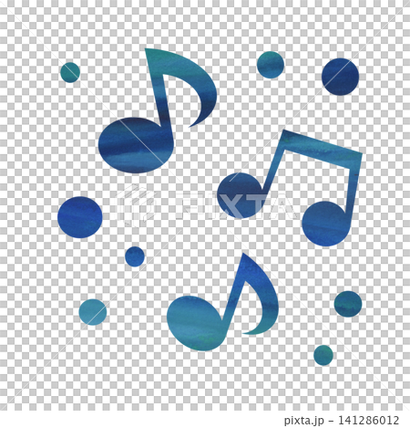 綺麗な水彩模様の音符のアイコンのイメージのイラスト 綺麗な水彩模様の音符のアイコンのイメージのイラスト 141286012