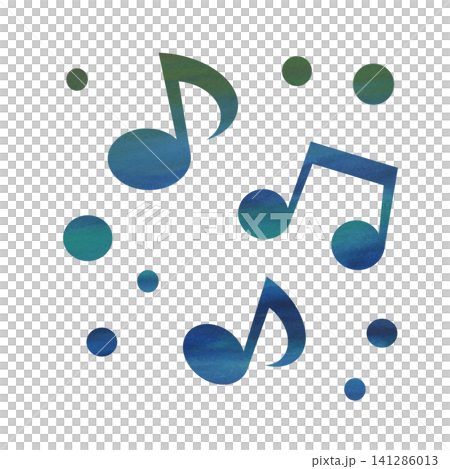 綺麗な水彩模様の音符のアイコンのイメージのイラスト 綺麗な水彩模様の音符のアイコンのイメージのイラスト 141286013