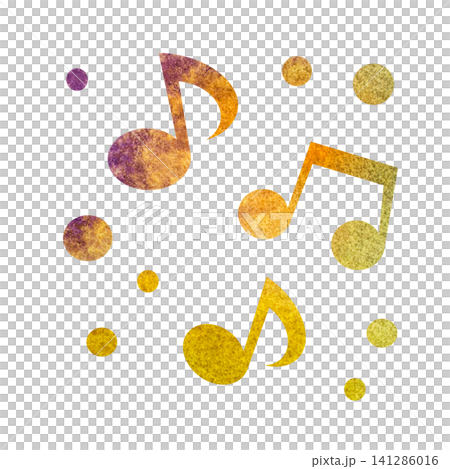 綺麗な水彩模様の音符のアイコンのイメージのイラスト 綺麗な水彩模様の音符のアイコンのイメージのイラスト 141286016